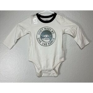 baby GAP Star Wars Grogu Long Sleeve Bodysuit 12-18 Months White Black Cotton